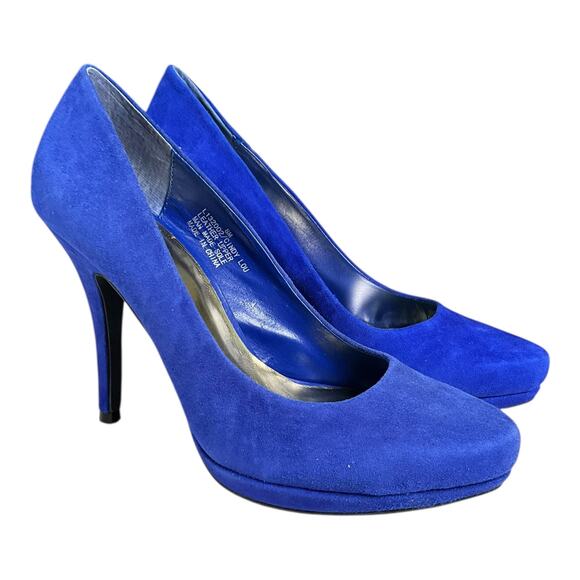 Vintage Cindy Lou Royal Blue Suede Heels Size 8 New in Box Leather Upper Y2K - Picture 7 of 12